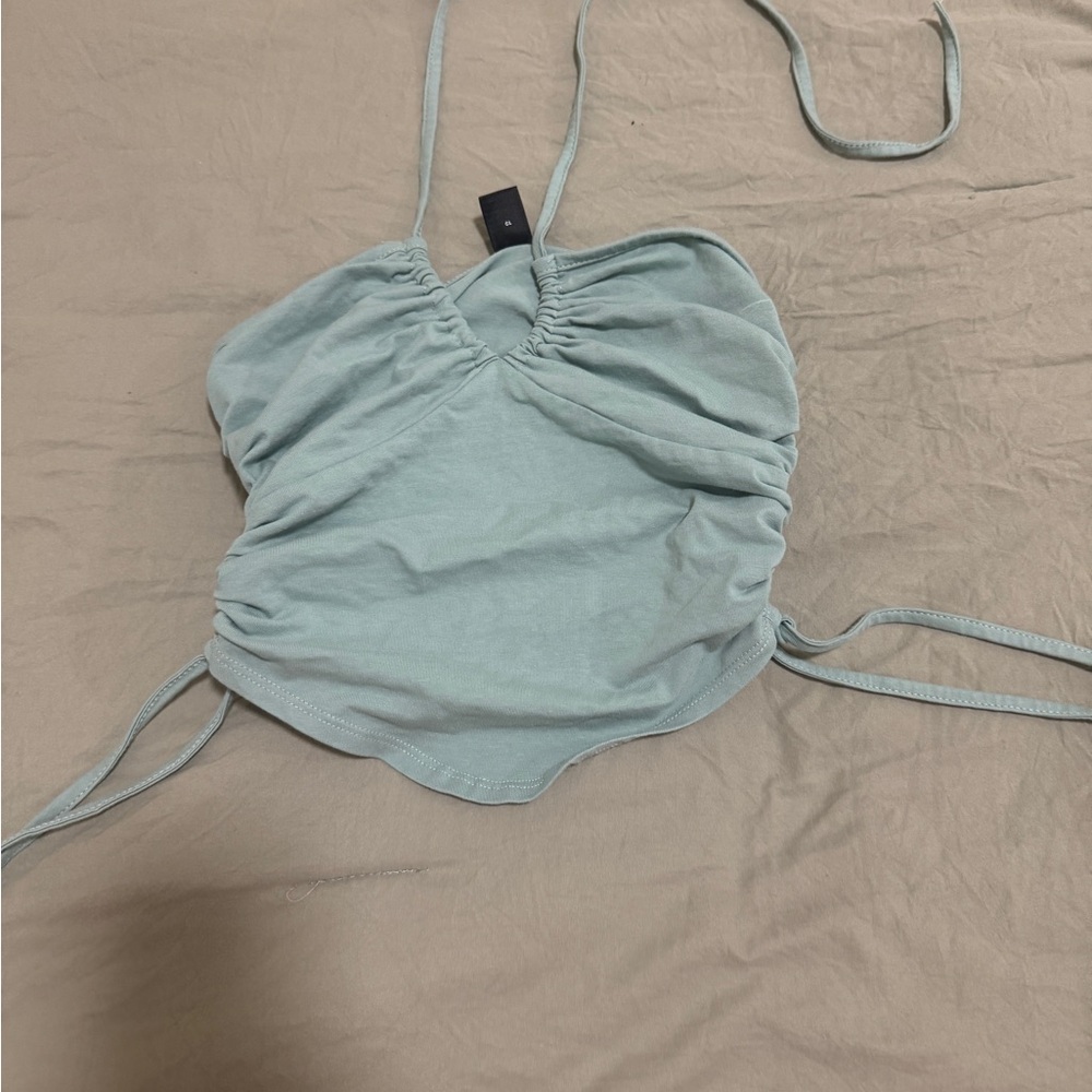 SHEIN Green Ruched Tie Front Camisole